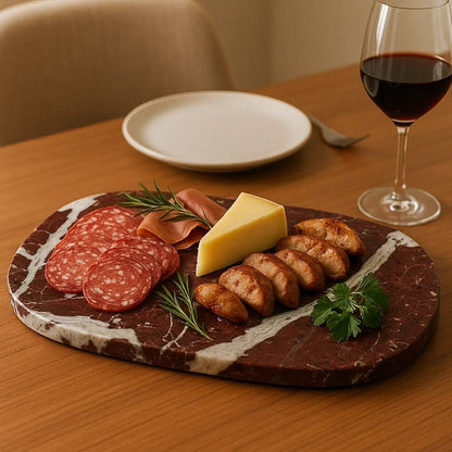 Salmo Oval Red Marble Serving Board