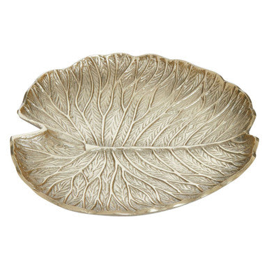 Salma Large Gold Finish Lotus Leaf Plate