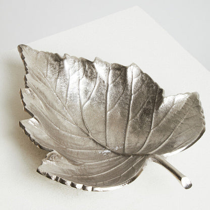 Prato Silver Finish Leaf Dish