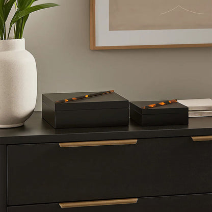 Roma Set Of Two Tortoise Shell Trinket Boxes