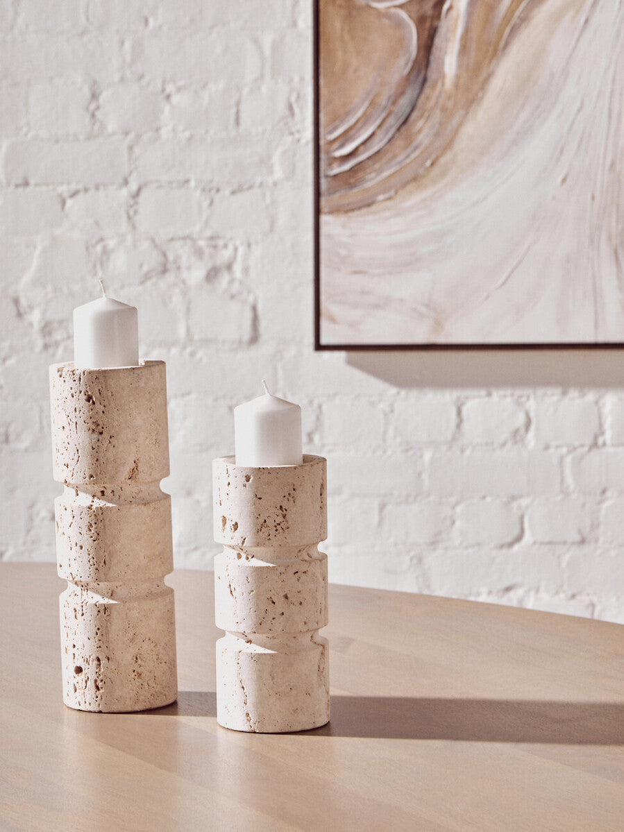 Tibor Travertine Large Candle Holder