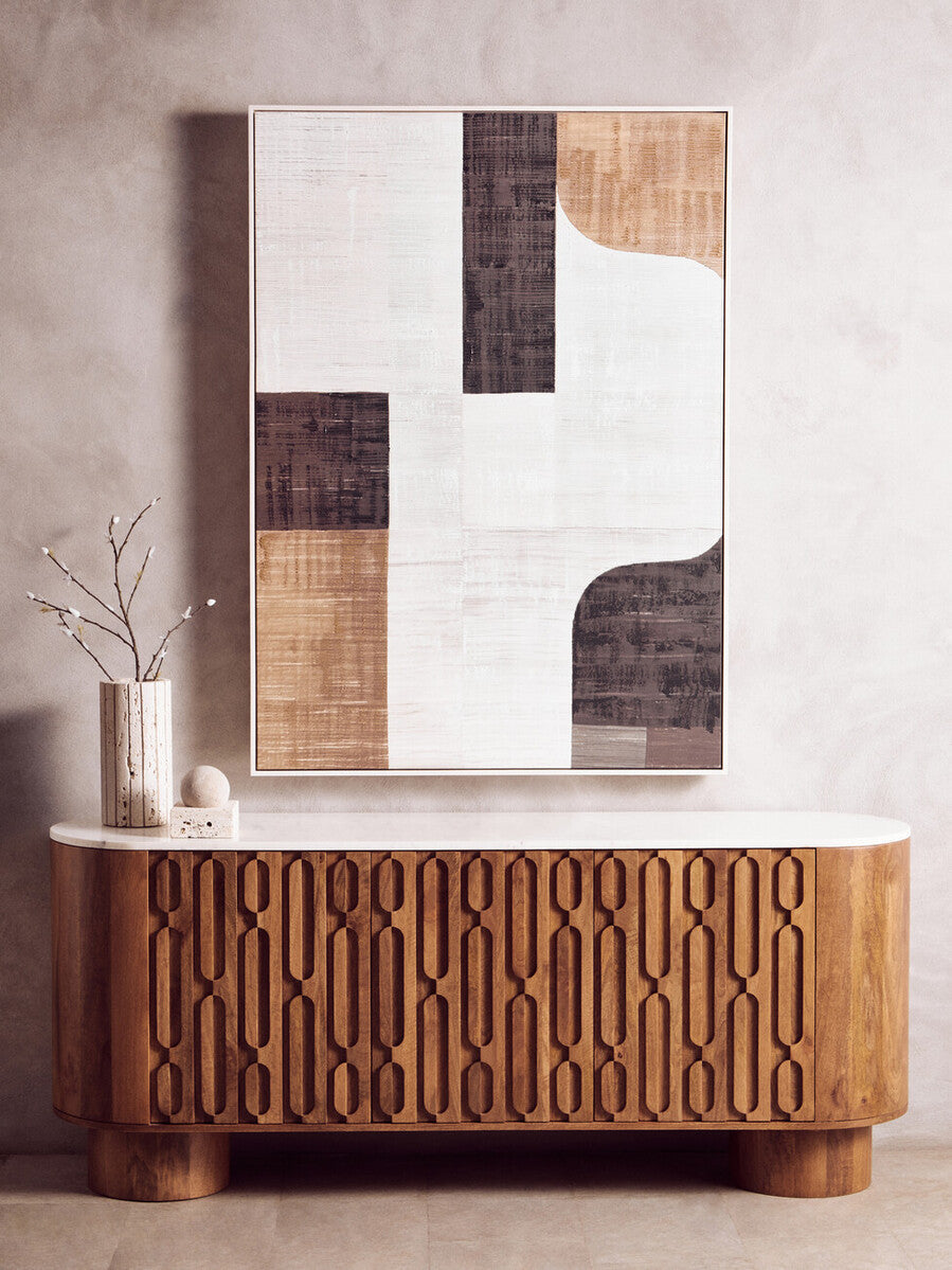 Tibor Travertine Ribbed Vase