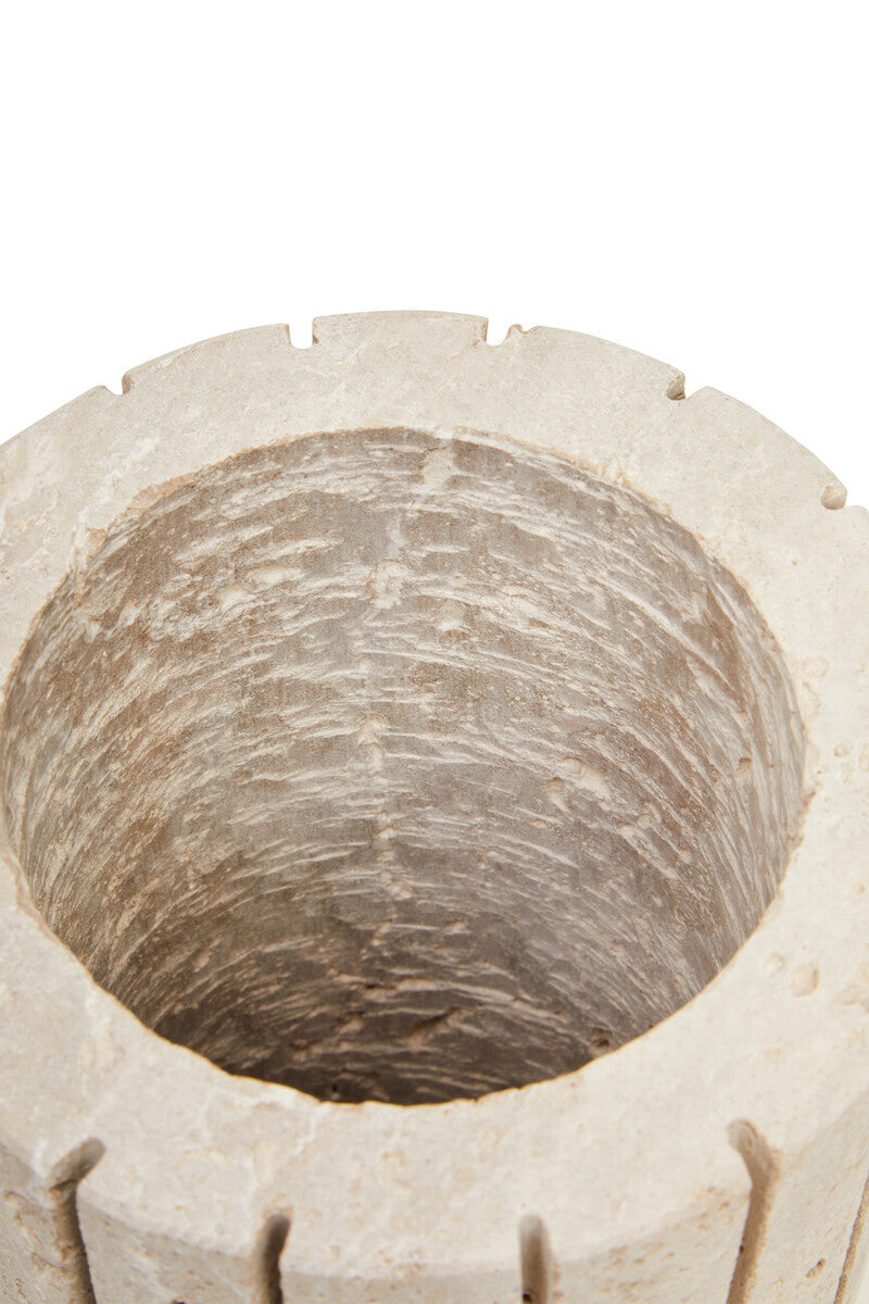 Tibor Travertine Ribbed Vase