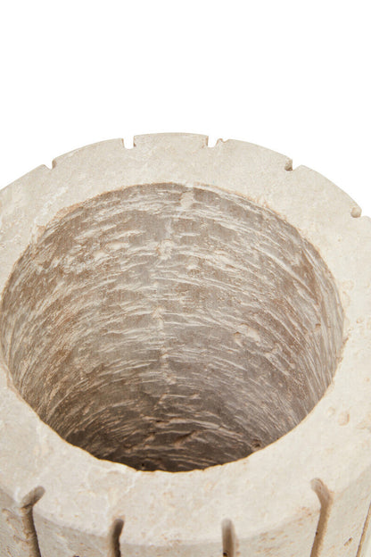 Tibor Travertine Ribbed Vase