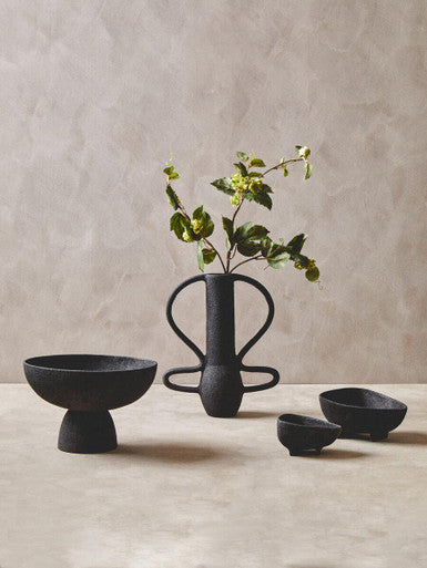 Deriva Large Textured Black Vase