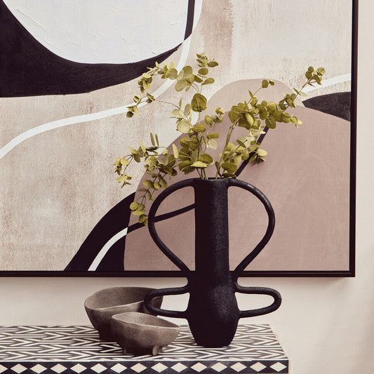 Deriva Large Textured Black Vase