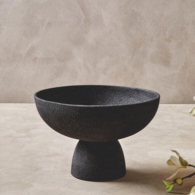 Deriva Large Textured Black Pedestal Bowl