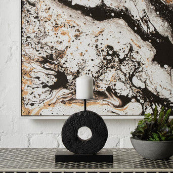 Fidel Small Charred Black Mango Wood Log Candle Holder