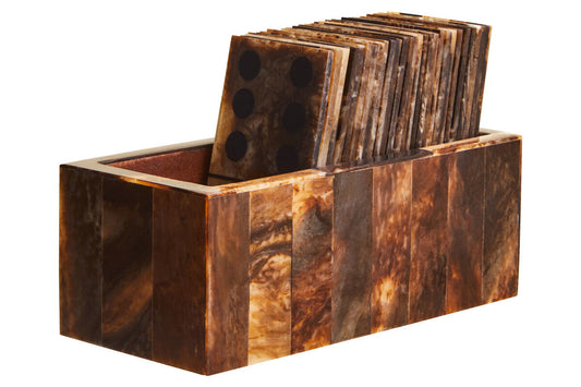 Churchill Games Brown and Black Finish Domino Set