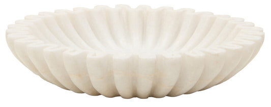 Savio Small White Fluted Marble Bowl