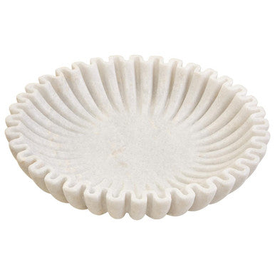 Savio Large White Fluted Marble Bowl