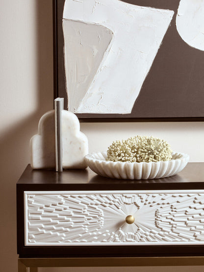 Savio Large White Fluted Marble Bowl