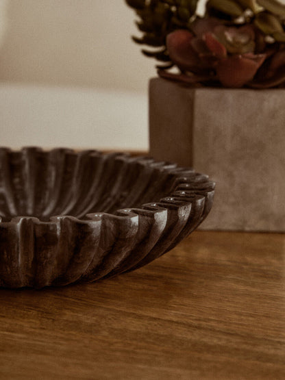 Savio Small Grey Fluted Marble Bowl