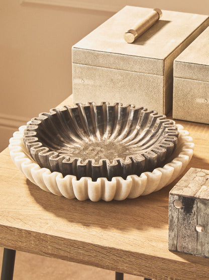 Savio Small Grey Fluted Marble Bowl