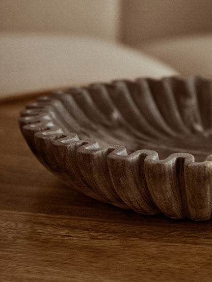 Savio Large Grey Fluted Marble Bowl