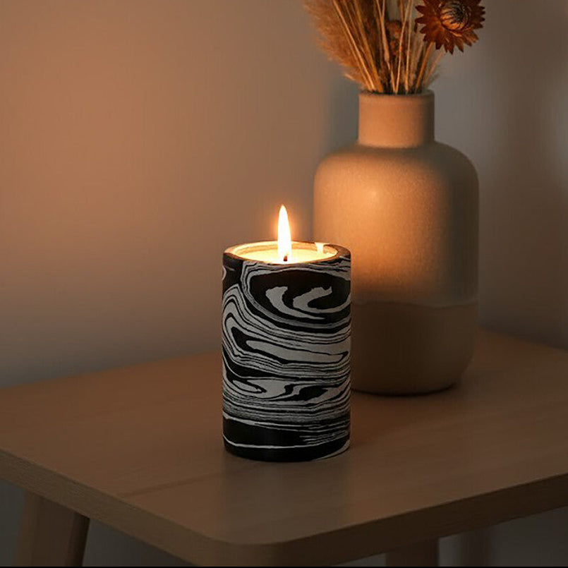 Helsa Black And White Marble Two Way Candle Holder