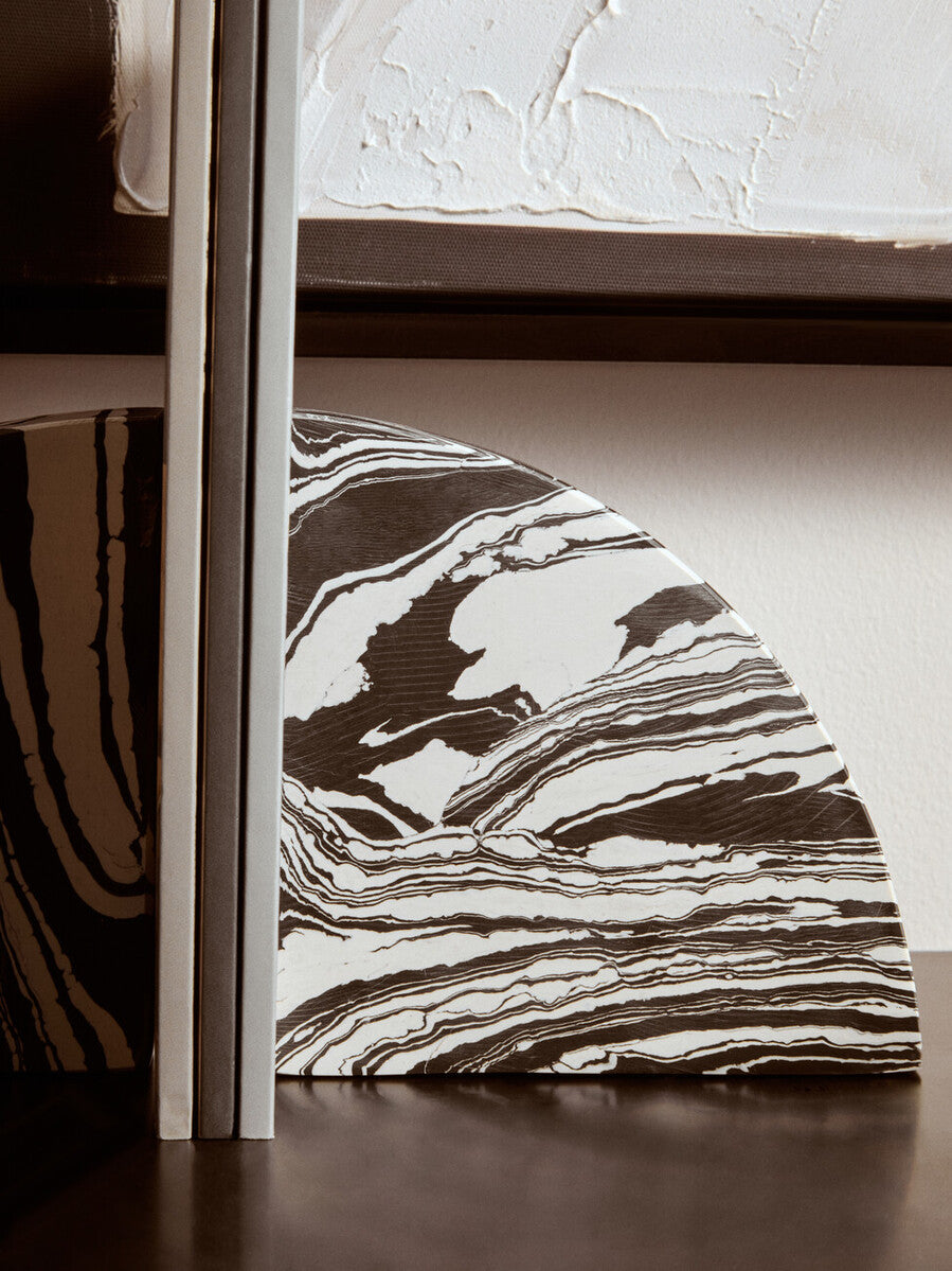 Helsa Black And White Marble Set of Two Bookends