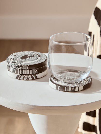 Helsa Set of Four Black And White Marble Coasters