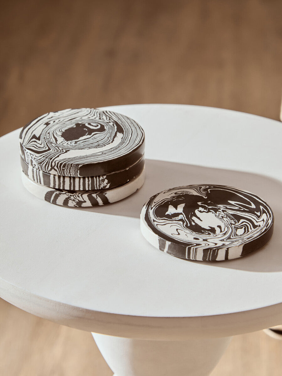 Helsa Set of Four Black And White Marble Coasters