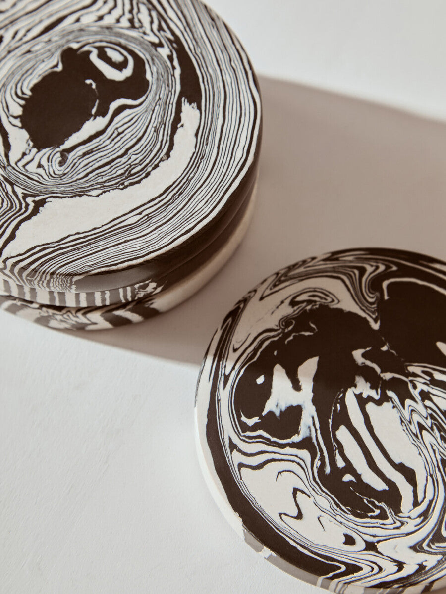 Helsa Set of Four Black And White Marble Coasters