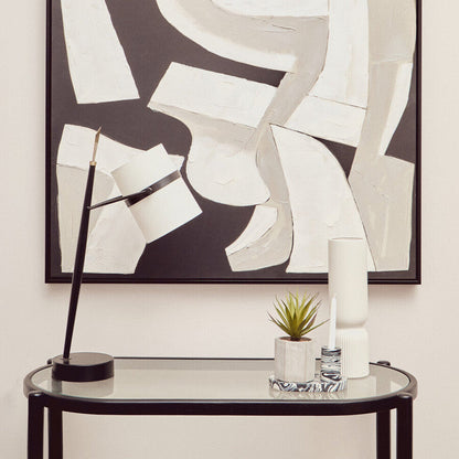 Helsa Black And White Oval Marble Tray