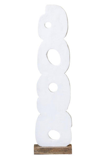 Fidel Rustic White Mango Wood Ring Sculpture