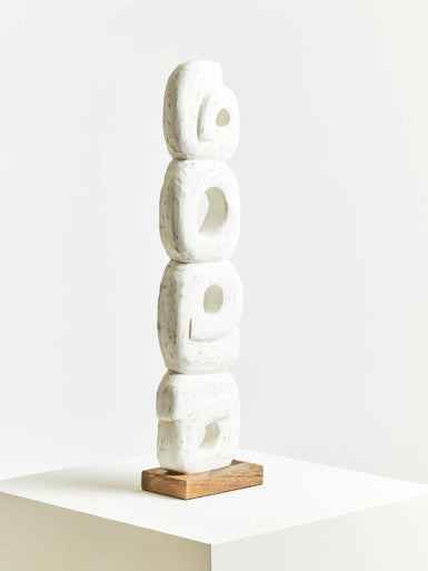 Fidel Rustic White Mango Wood Ring Sculpture