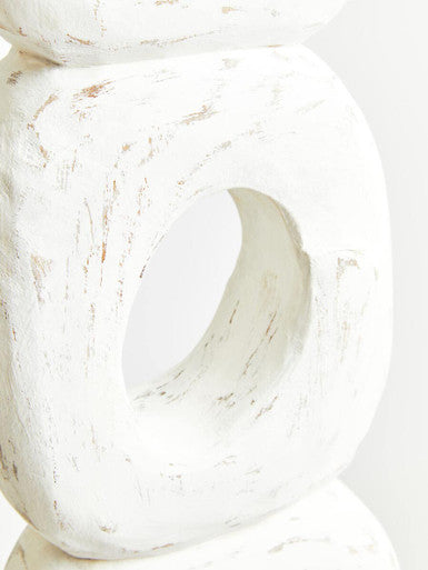 Fidel Rustic White Mango Wood Ring Sculpture