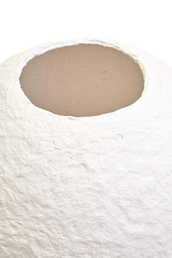 Sanai Cotton Mache Large White Round Vase