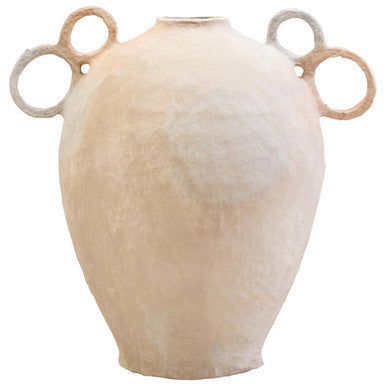 Sanai Cotton Mache Large Vase With Decorative Handles