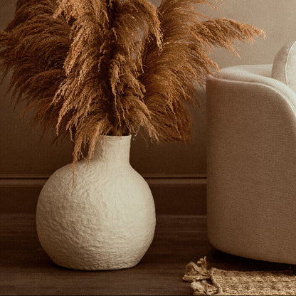 Sanai Cotton Mache Large Cream Vase
