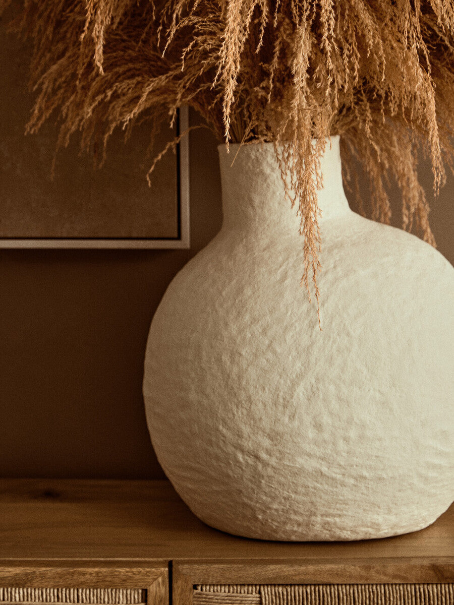 Sanai Cotton Mache Large Cream Vase