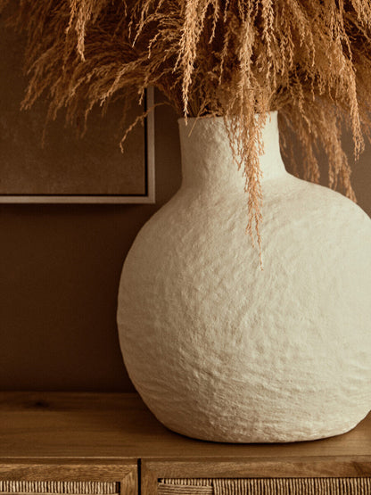 Sanai Cotton Mache Large Cream Vase