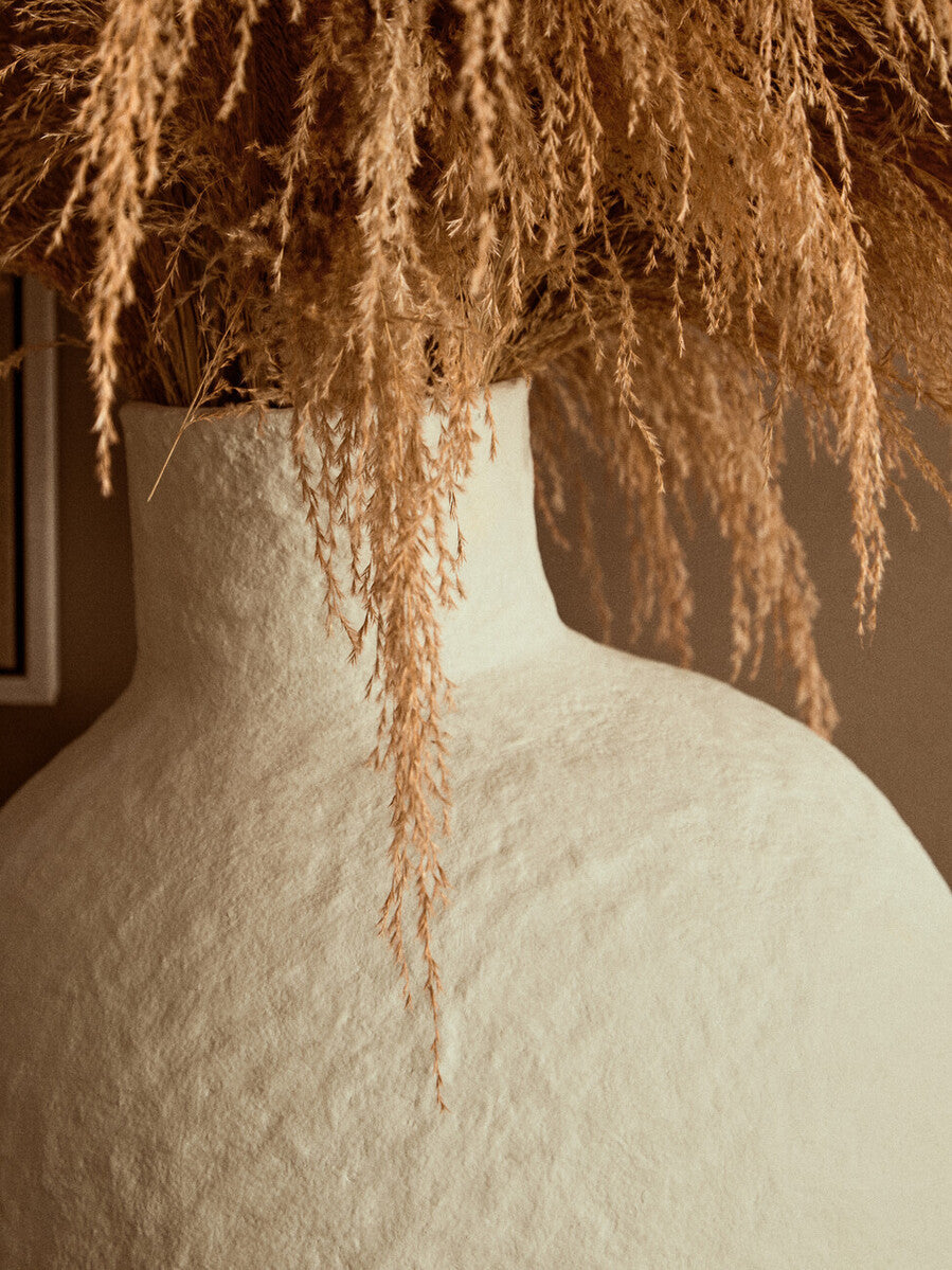 Sanai Cotton Mache Large Cream Vase