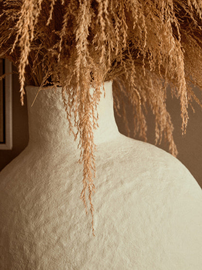 Sanai Cotton Mache Large Cream Vase