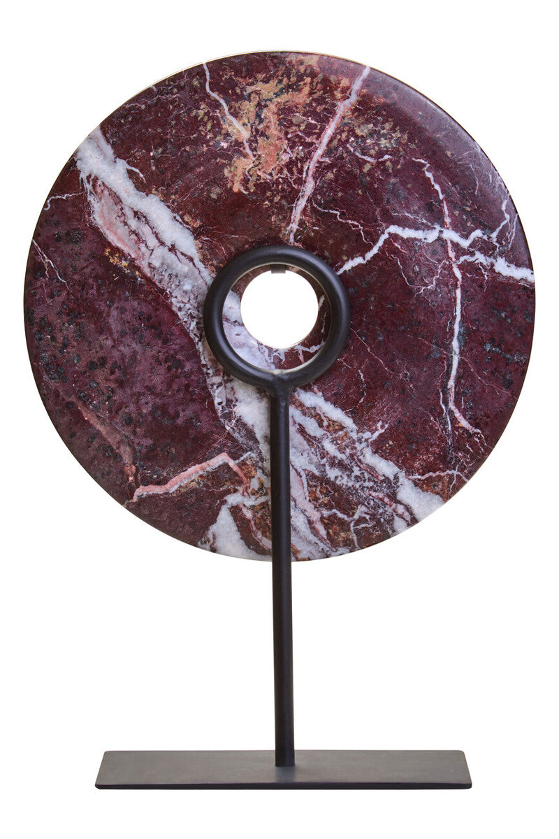 Salmo Small Red Marble Round Dia 20cm Disc Sculpture