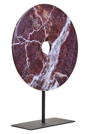 Salmo Medium Red Marble Round Dia 25cm Disc Sculpture
