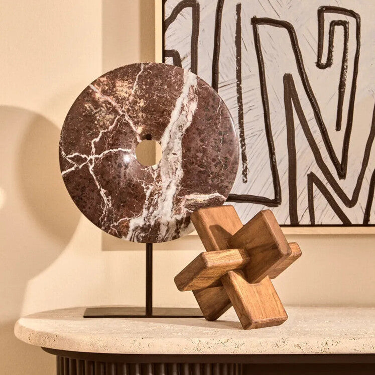 Medium Red Marble Round 25cm Disc Sculpture | Salmo