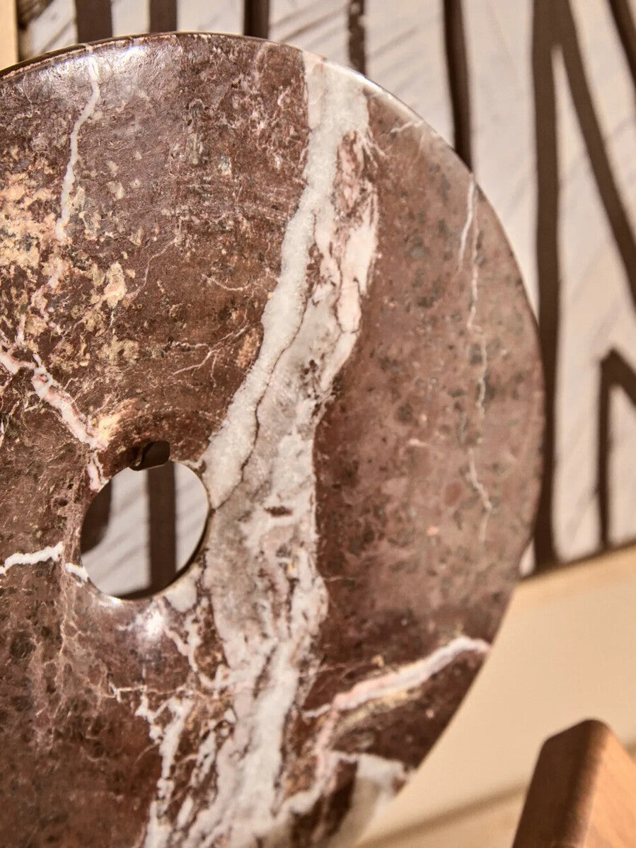 Medium Red Marble Round 25cm Disc Sculpture | Salmo