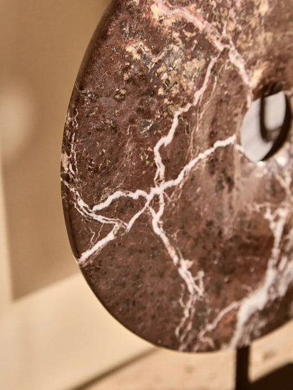 Medium Red Marble Round 25cm Disc Sculpture | Salmo