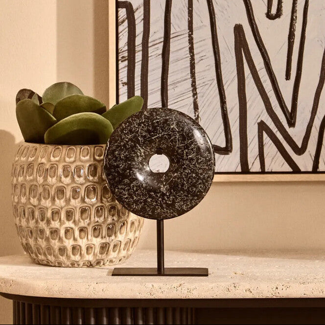 Salmo Extra Small Black Marble Round Dia 15cm Disc Sculpture