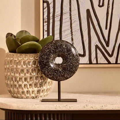 Salmo Extra Small Black Marble Round Dia 15cm Disc Sculpture
