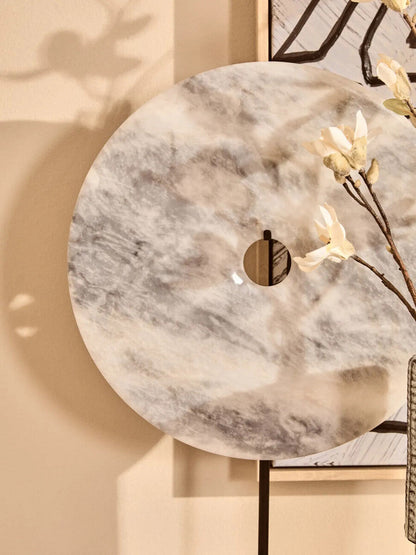 Zoro Extra Large Round Dia 35cm Grey Marble Disc Sculpture