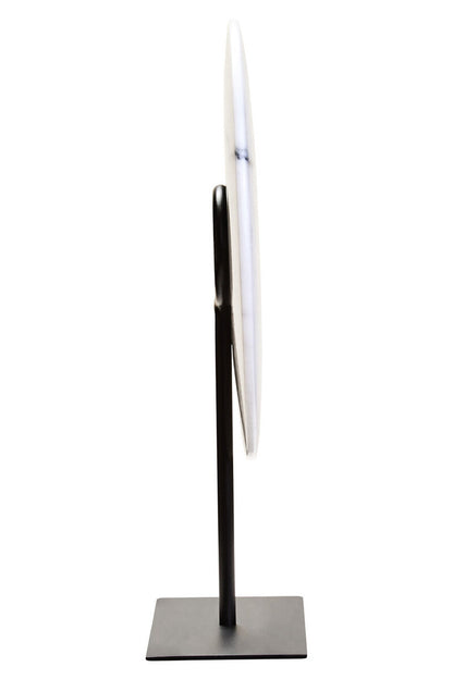 Zoro Medium Round Dia 25cm White Marble Disc Sculpture
