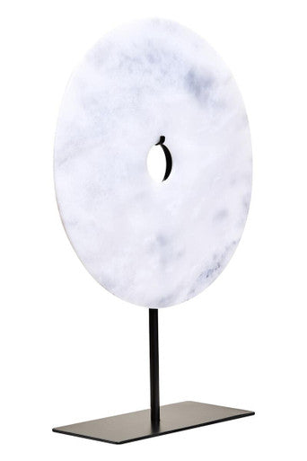 Zoro Large Round Dia 30cm White Marble Disc Sculpture