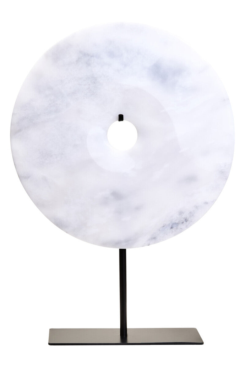 Zoro Large Round Dia 30cm White Marble Disc Sculpture