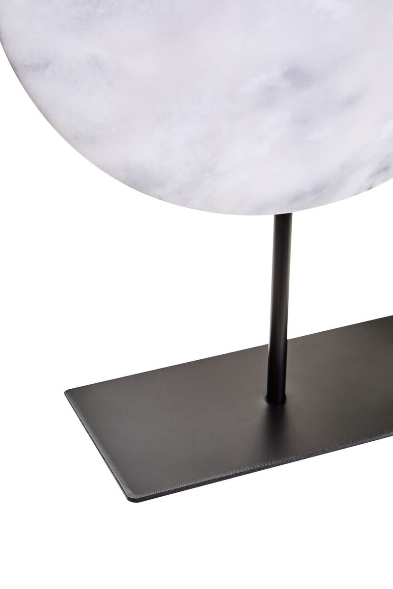 Zoro Large Round Dia 30cm White Marble Disc Sculpture