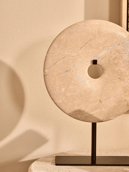 Zoro Small Cream Marble Round Dia 20cm Disc Sculpture