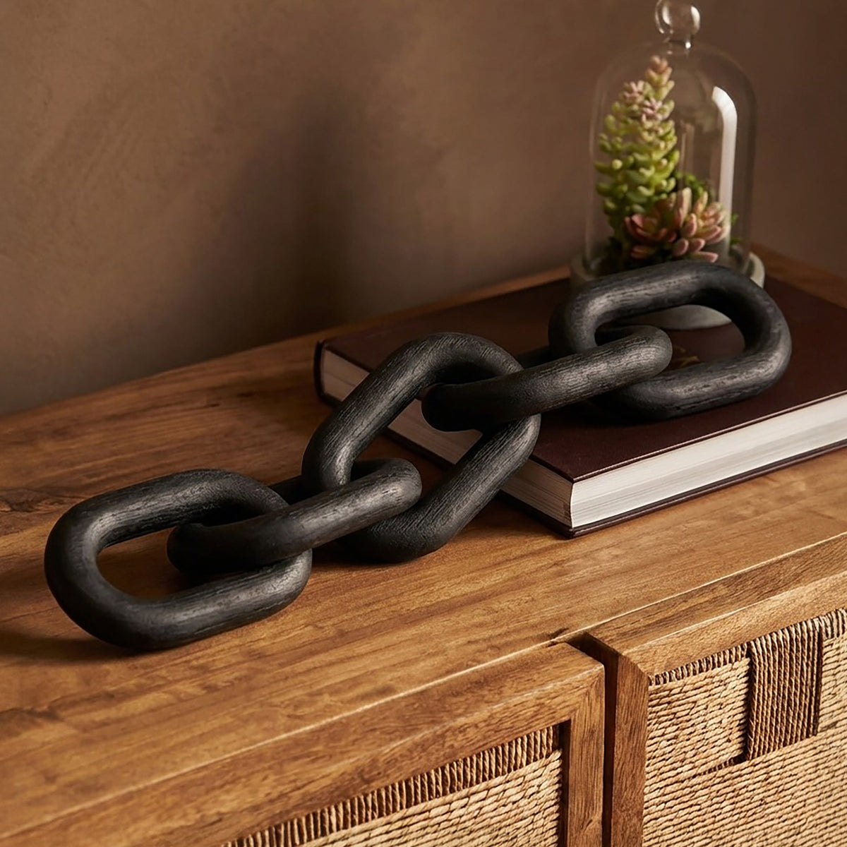 Cato Black Wood 5 Link Chain Decor