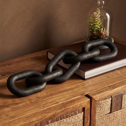 Cato Black Wood 5 Link Chain Decor